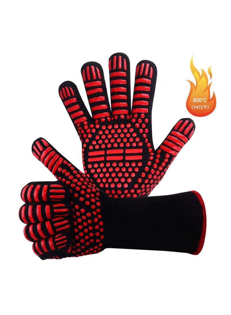DubaiGallery Bbq Gloves 800c Heat Resistant Grill Gloves Fireproof Barbecue Grilling Potholders Silicone Non-slip Oven Mitts For Bbq, Cooking, Baking, Grilling  - Image 1