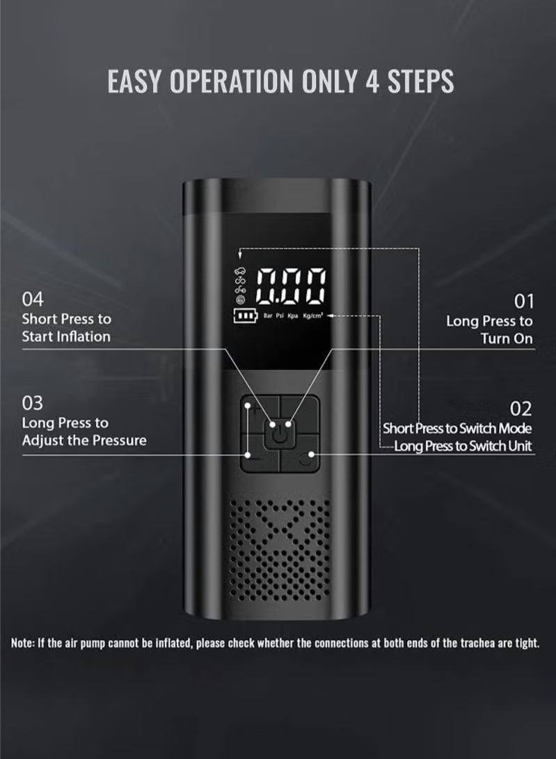 Air Compressor Tire Inflator Pump Car Portable 150 PSI Fast Inflation with LCD Dual Screen [Cordless & Strong Power] Electric Tire Pump for Car Tire For Car Bicycle Motorcycles Ball - Image 5