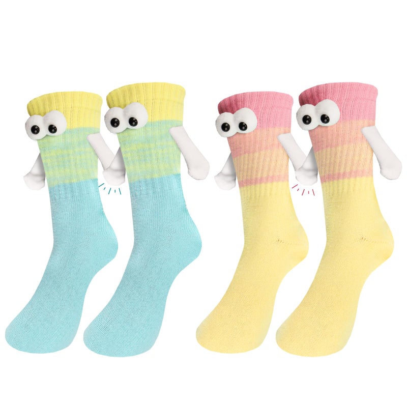 Blinket 3D Dolls Funny Magnetic Holding Hands Socks â€“ 2 Pairs Crazy Socks with Magnetic Hands for Couples Friends Besties Graduation Gifts 2025 Style E - Image 1