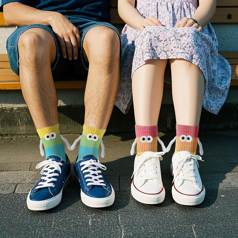 Blinket 3D Dolls Funny Magnetic Holding Hands Socks â€“ 2 Pairs Crazy Socks with Magnetic Hands for Couples Friends Besties Graduation Gifts 2025 Style E - Image 2