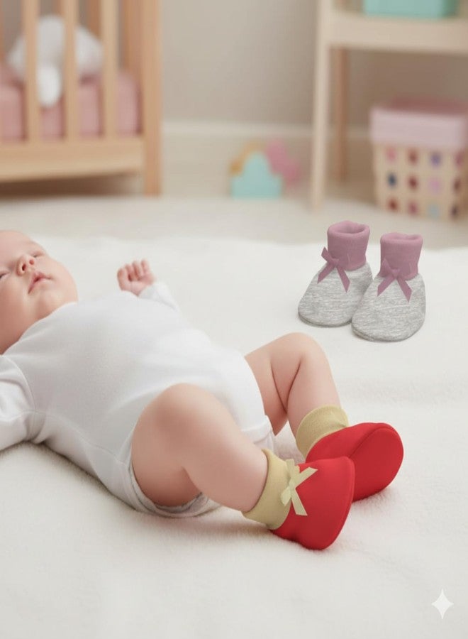 Adhigams Baby Booties Set | Soft Cotton Baby Booties with Comfortable Terry Base for Gentle Support, Cute & Durable Footwear Designed for Regular Use and Easy Comfort | Pack of 2 (6-9 Months) - Image 2