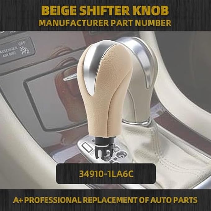 ريحني مقبض ناقل الحركة الأوتوماتيكي 20122020 لملحقات نيسان باترول Y62 إنفينيتي لفئة FX35 FX37 FX50 EX25 EX35 G25 G35 G37 QX50 QX56 QX70 QX80 جلدية وألياف صناعية بنية - Image 2