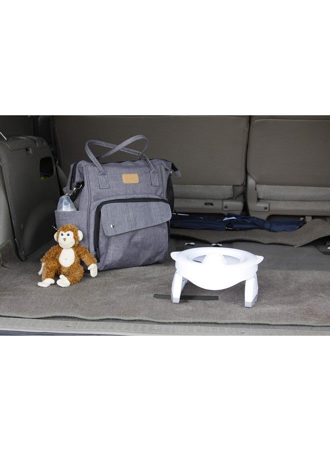 Kalencom Potette Plus Premium 2 in 1 Travel Potty and Toilet Seat Trainer Ring with Built in Pee Guard and Easy-Grip Handles (White/Gray) - Image 4