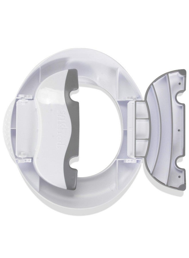 Kalencom Potette Plus Premium 2 in 1 Travel Potty and Toilet Seat Trainer Ring with Built in Pee Guard and Easy-Grip Handles (White/Gray) - Image 3
