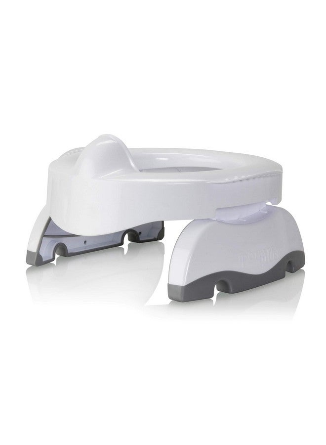 Kalencom Potette Plus Premium 2 in 1 Travel Potty and Toilet Seat Trainer Ring with Built in Pee Guard and Easy-Grip Handles (White/Gray) - Image 1