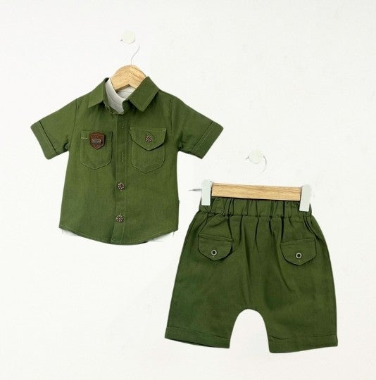 FOR MY BABY Baby Fou Thin Linen Shirt 3 Piece Set - Image 1