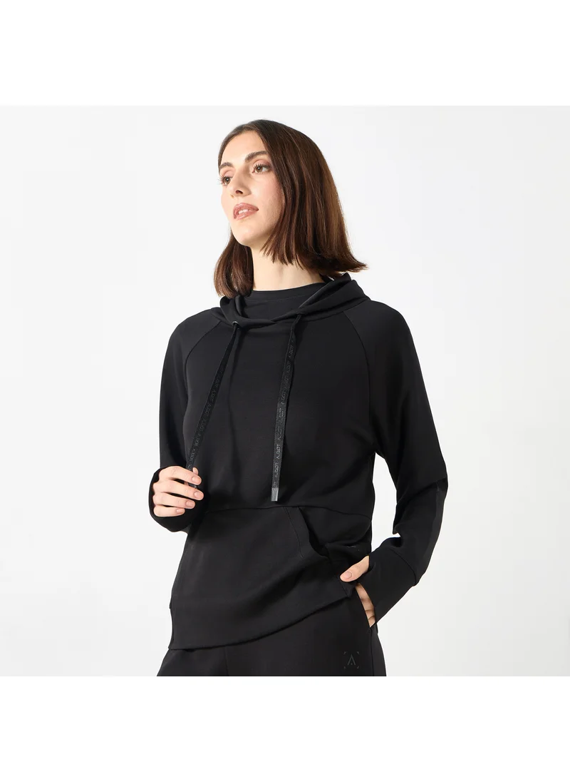 ADOT Solid Hoodie with Kangaroo Pocket and Long Sleeves