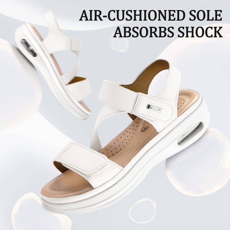 mysoft Women's Summer Walking Sandals Air Cushion Support Platform Ankle Strap Shoes Comfortable Casual Wedge Sandals - Image 4