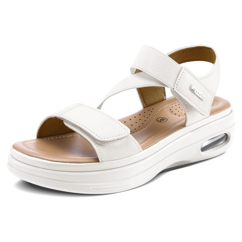 mysoft Women's Summer Walking Sandals Air Cushion Support Platform Ankle Strap Shoes Comfortable Casual Wedge Sandals - Image 1
