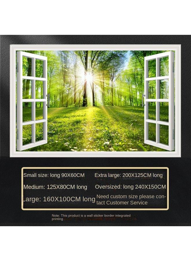 Bluejw Fake Window Self-adhesive 3D Wall Stickers Living Room Decorative Painting Bedroom Landscape Nature Waterproof Wall Stickers Wallpaper - Image 1