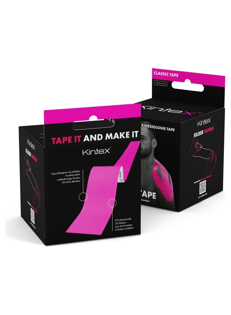 Kintex Kinesiology Tape Classic Pink 5 Cm X 5 M, Physio Tape, Therapy Tape, Elastic, Waterproof, Skin-Friendly. - Image 3