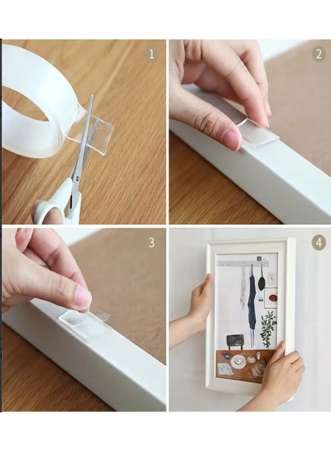 MASIA 2 Rolls of Nano Double-Sided Clear Tape - (2mm Thickness 3cm Width Total 6m) - Versatile and Reusable - Nano Tape, Adhesive Tape, Double-Sided Tape, Clear Tape, Reusable Tape, Multipurpose Tape, Installation, Organizing, Home Improvement. - Image 2