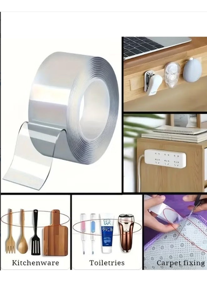 MASIA 2 Rolls of Nano Double-Sided Clear Tape - (2mm Thickness 3cm Width Total 6m) - Versatile and Reusable - Nano Tape, Adhesive Tape, Double-Sided Tape, Clear Tape, Reusable Tape, Multipurpose Tape, Installation, Organizing, Home Improvement. - Image 4