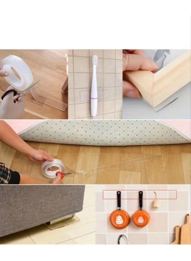 MASIA 2 Rolls of Nano Double-Sided Clear Tape - (2mm Thickness 3cm Width Total 6m) - Versatile and Reusable - Nano Tape, Adhesive Tape, Double-Sided Tape, Clear Tape, Reusable Tape, Multipurpose Tape, Installation, Organizing, Home Improvement. - Image 3