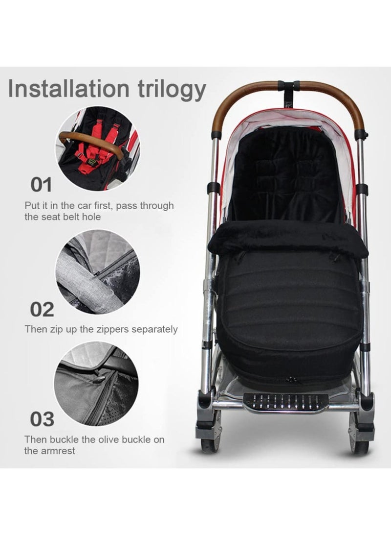 Universal Baby Pushchair Footmuffs and Sleeping Bag, Winter Warm Cozy Toes for Stroller and Buggy, Thermo Fleece Waterproof Design, Extra Long for Infants and Toddlers in Black - Image 5