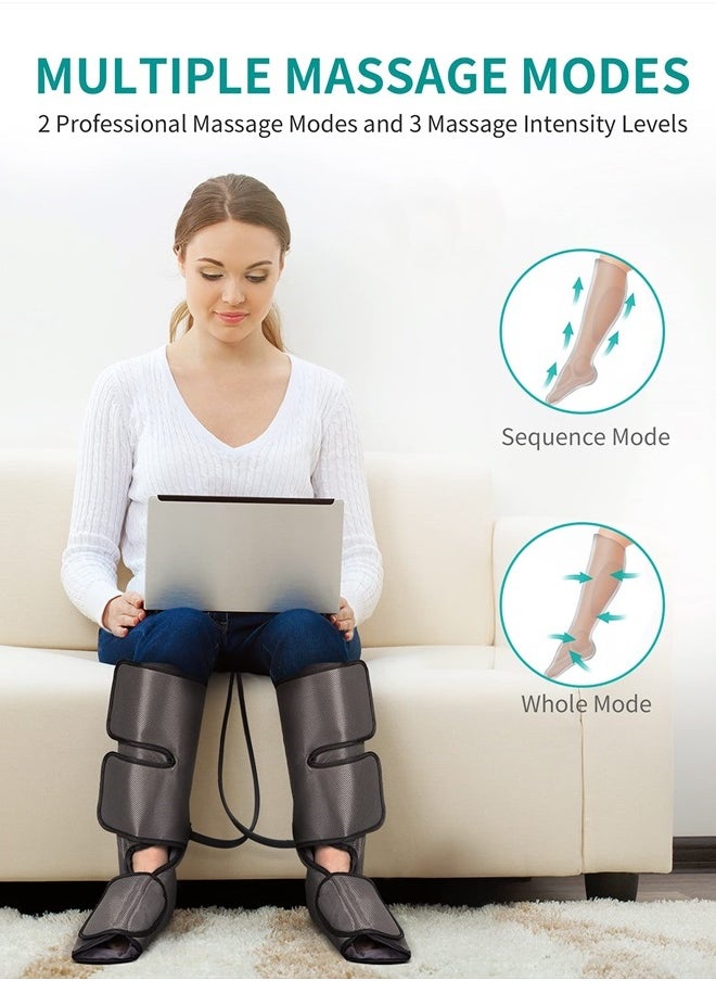 Nekteck - Leg Massager with Air Compression for Circulation and Relaxation, Foot and Calf Massage Machine with Hand-held Controller 2 Modes 3 Intensities, Adjustable Leg Wraps for Home and Office Use - Image 1