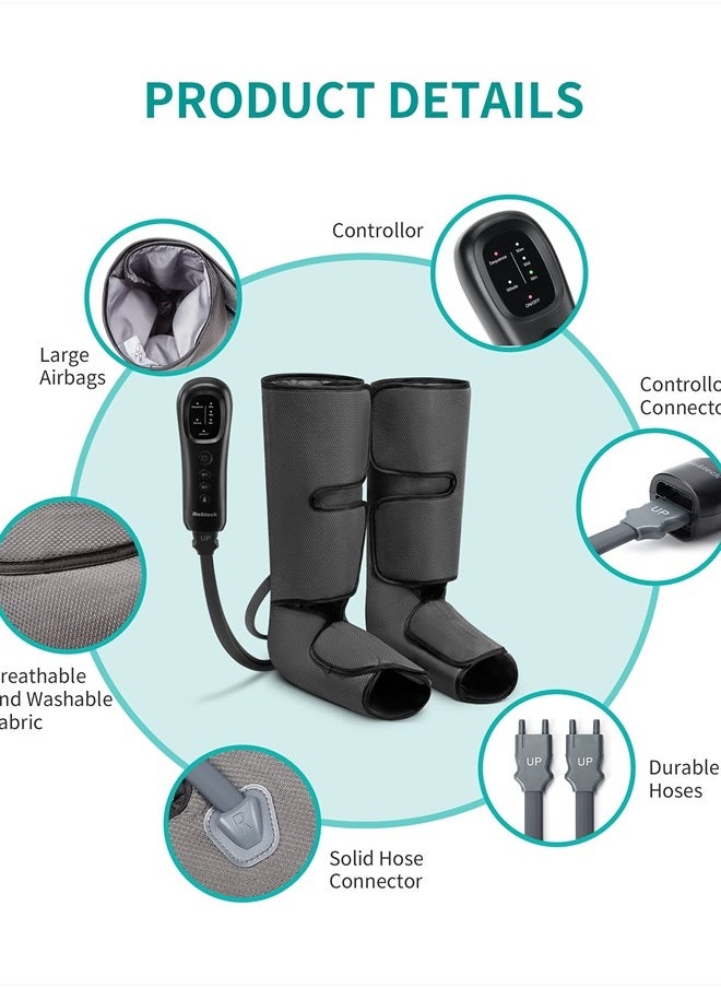 Nekteck - Leg Massager with Air Compression for Circulation and Relaxation, Foot and Calf Massage Machine with Hand-held Controller 2 Modes 3 Intensities, Adjustable Leg Wraps for Home and Office Use - Image 1