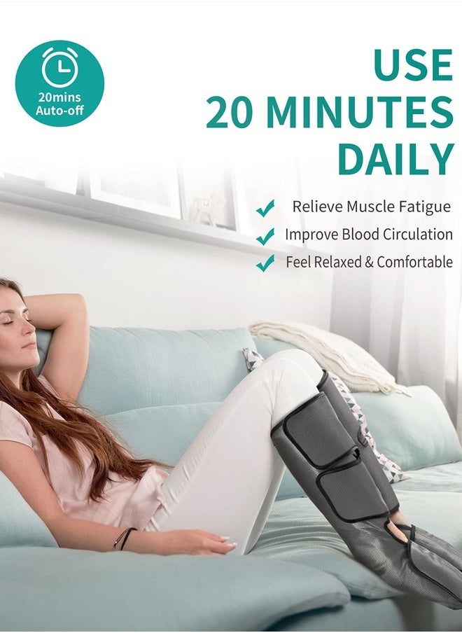 Nekteck - Leg Massager with Air Compression for Circulation and Relaxation, Foot and Calf Massage Machine with Hand-held Controller 2 Modes 3 Intensities, Adjustable Leg Wraps for Home and Office Use - Image 1