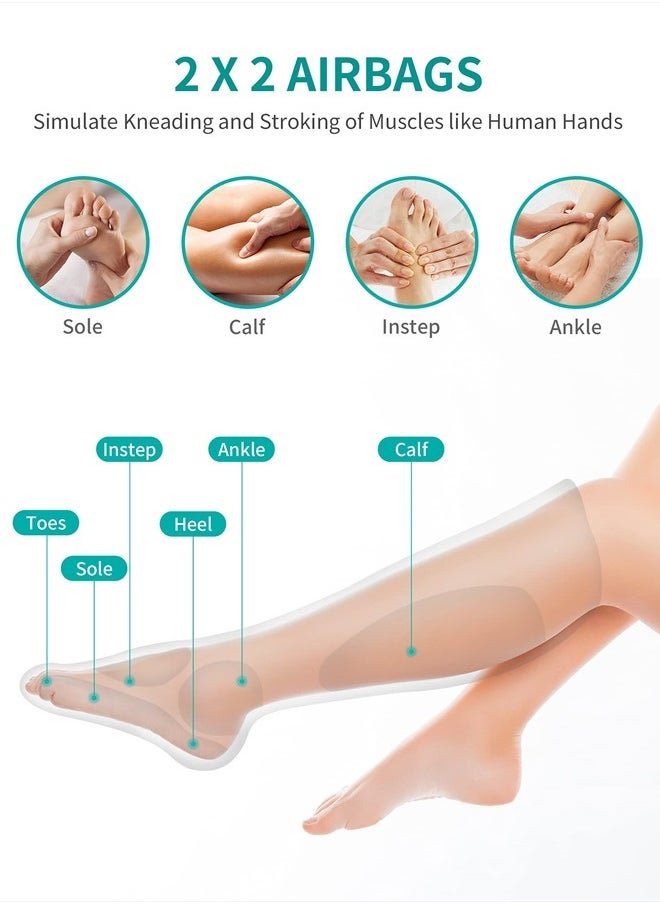 Nekteck - Leg Massager with Air Compression for Circulation and Relaxation, Foot and Calf Massage Machine with Hand-held Controller 2 Modes 3 Intensities, Adjustable Leg Wraps for Home and Office Use - Image 1