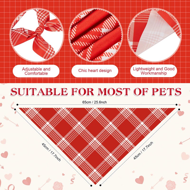 Abbylike 200 Pcs Valentines Day Plaid Dog Bandanas Bulk Pink Red Bandanas for Dogs Triangle Kerchief Bibs Scarf for Pet Costume Photo Props Accessories Pet Shops Groomer Adoption Events, 25 Styles - Image 3