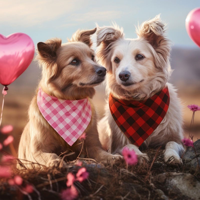 Abbylike 200 Pcs Valentines Day Plaid Dog Bandanas Bulk Pink Red Bandanas for Dogs Triangle Kerchief Bibs Scarf for Pet Costume Photo Props Accessories Pet Shops Groomer Adoption Events, 25 Styles - Image 4