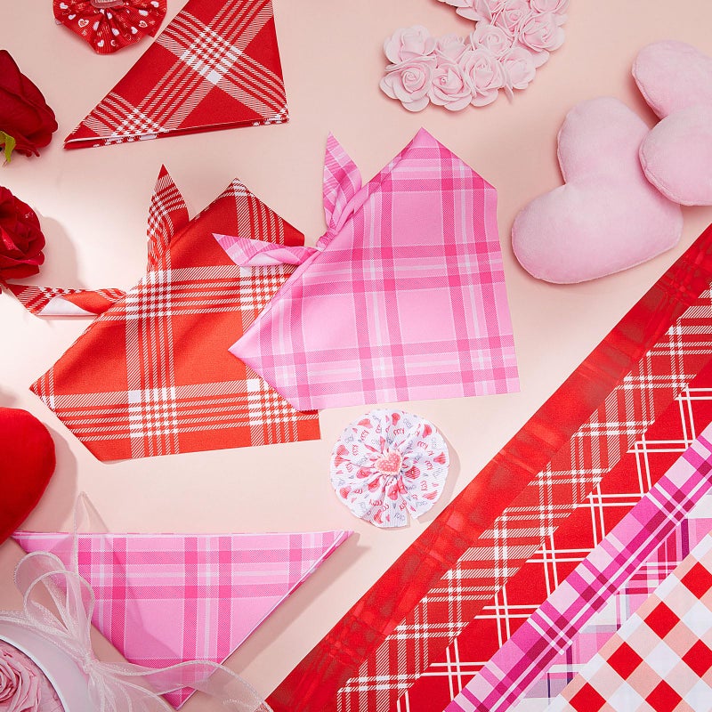 Abbylike 200 Pcs Valentines Day Plaid Dog Bandanas Bulk Pink Red Bandanas for Dogs Triangle Kerchief Bibs Scarf for Pet Costume Photo Props Accessories Pet Shops Groomer Adoption Events, 25 Styles - Image 5