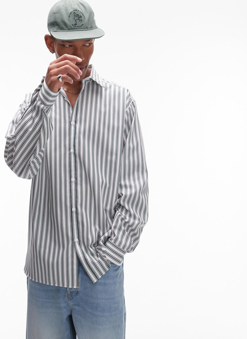 TOPMAN Stripe Oversized Fit Shirt - Image 1