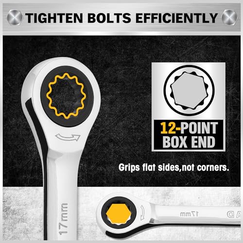 ELEAD 33-Piece Combination Ratchet Wrench Set | SAE & Metric Sizes (1/4" to 3/4" & 6-18mm) | 72-Tooth Gear Design | CR-V Steel | Organizer Carry Case | Ideal for Mechanics & DIY - Image 5