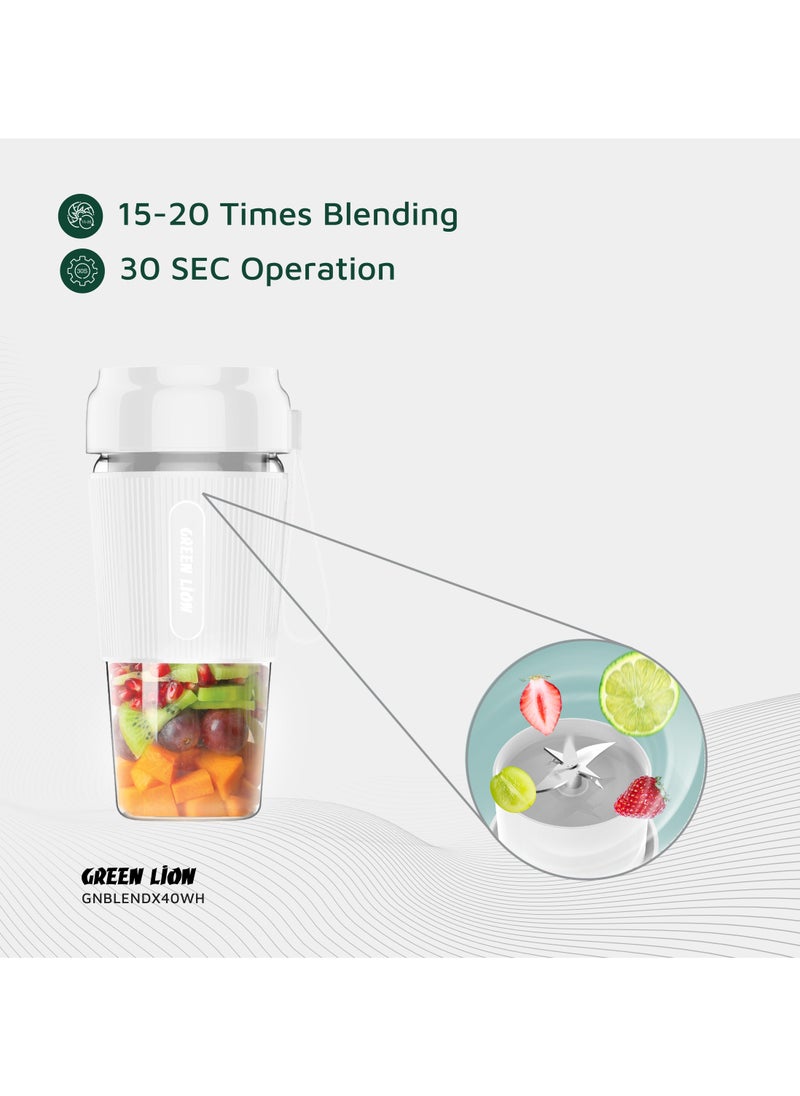 GREEN LION G-Blend X Portable Juicer 0.3L 40W / 18000 RPM / 30 Sec Operation / 6 Powerful Stainless-Steel Blades / 20 Times Blending - White  - Image 5