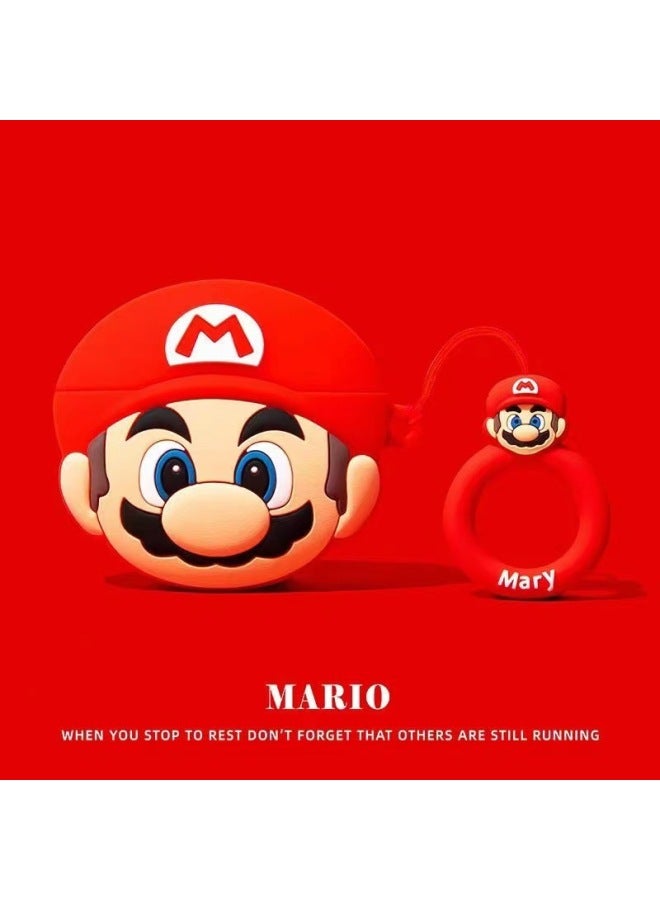 Koi Fish Headset Protective Cover For AirPodsPro2 4 Generation Apple 3 Generation Cartoon Cute Soft Shell Trendy-Color:Mario With Ring-Applicable Models:Airpods 3rd Generation  - Image 1