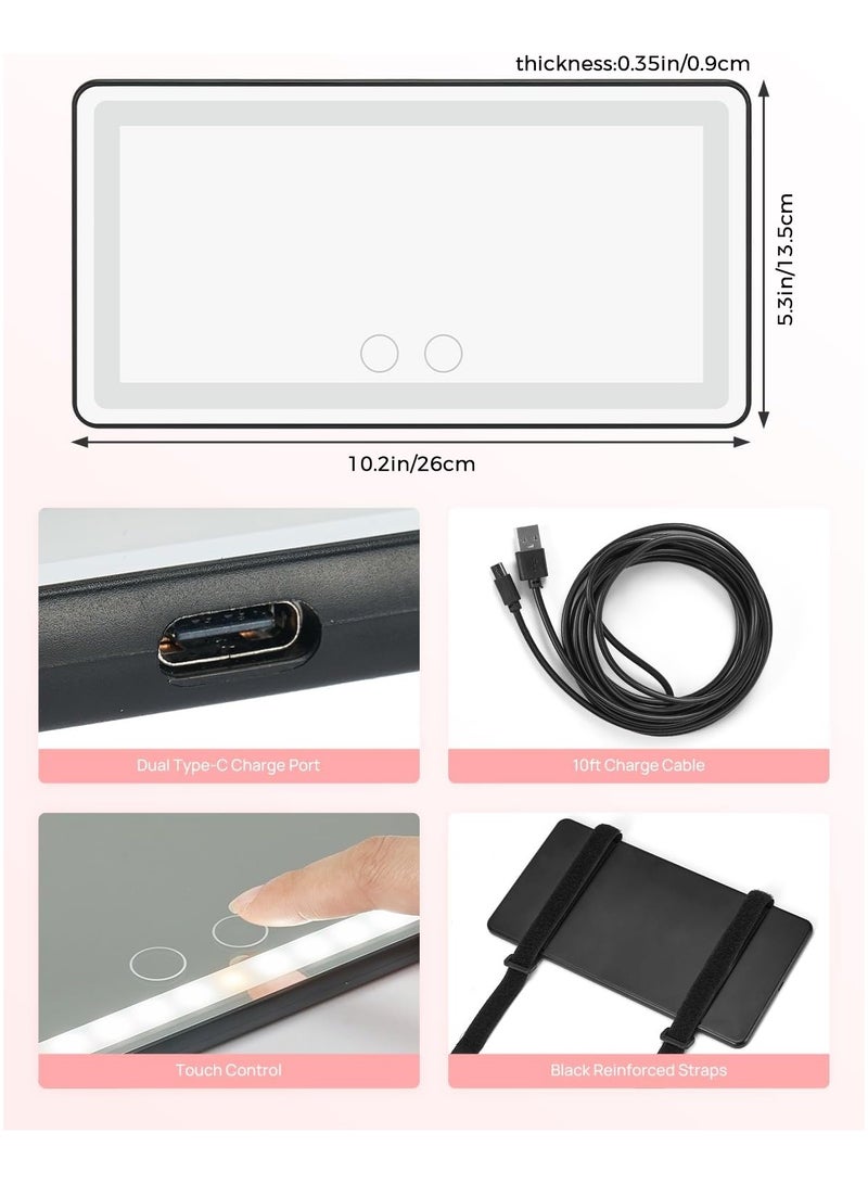 Oasisgalore Car Sun Visor Vanity Mirror with Lights, 3 Light Modes & 60 LEDs, Rechargeable Dimmable Touch Control Travel Makeup Mirror for Truck SUV Accessories - Image 5