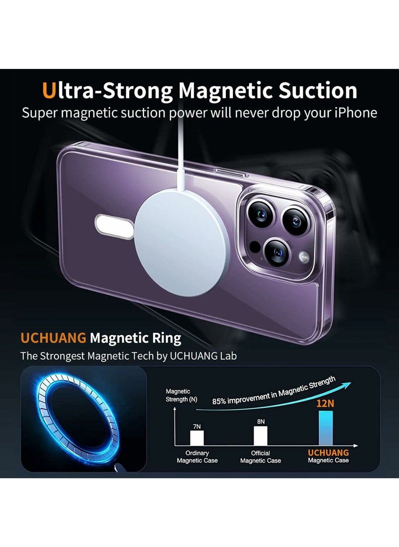 Denx Package 3 in 1 For iPhone 14 Pro, Clear Case with Screen Protector & Lens Protector, Compatible with Magsafe, High-Grade Protection & Anti-Yellowing, Magnetic Case for iPhone 14 Pro, Transparent  - Image 3
