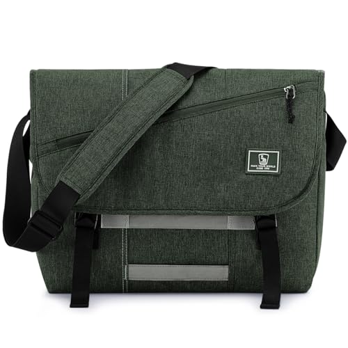 OIWAS Messenger Bag for Men, 15.6 Inch Laptop Crossbody Bags Women Casual Satchel Shoulder Bag College Travel Office Briefcase (15.6 Inch, Dark Green) - Image 1