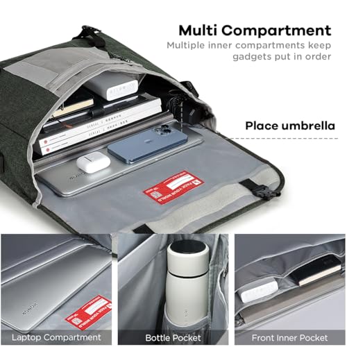 OIWAS Messenger Bag for Men, 15.6 Inch Laptop Crossbody Bags Women Casual Satchel Shoulder Bag College Travel Office Briefcase (15.6 Inch, Dark Green) - Image 2