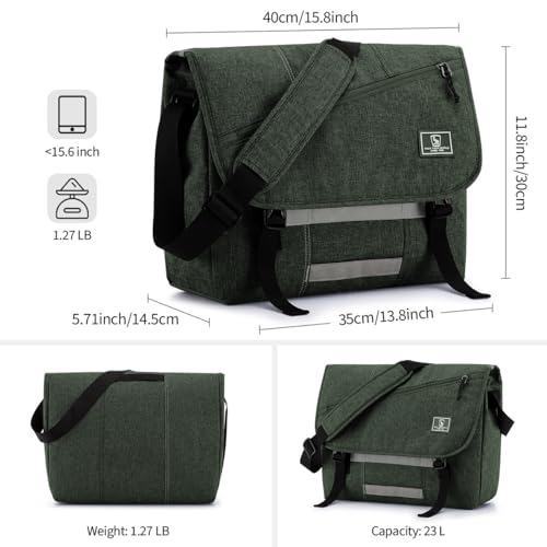 OIWAS Messenger Bag for Men, 15.6 Inch Laptop Crossbody Bags Women Casual Satchel Shoulder Bag College Travel Office Briefcase (15.6 Inch, Dark Green) - Image 5