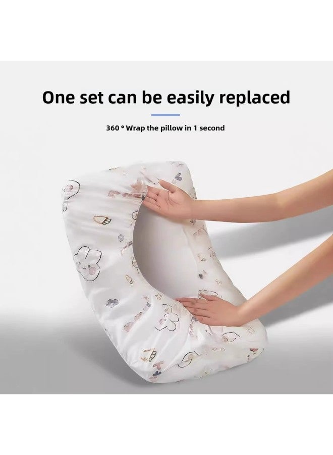 Disposable Pillow Case Pillow Hat Travel Thick Dirty-proof Universal Pillow Case Anti-bacteria Skin-friendly Non-washable Portable Hotel Bed-Color:Pillow Hat Cartoon Printing Random [1 Pack/2 Pieces]  - Image 3