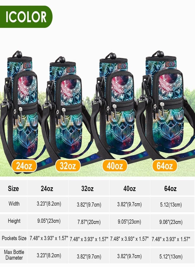 icolor Water Bottle Carrier Bag Holder 25/32/40/64oz,Adjustable Padded Shoulder & Handle Strap Sports Sling Hiking Pack,Insulated Neoprene Wide Mouth Bottle Sleeve - Image 3