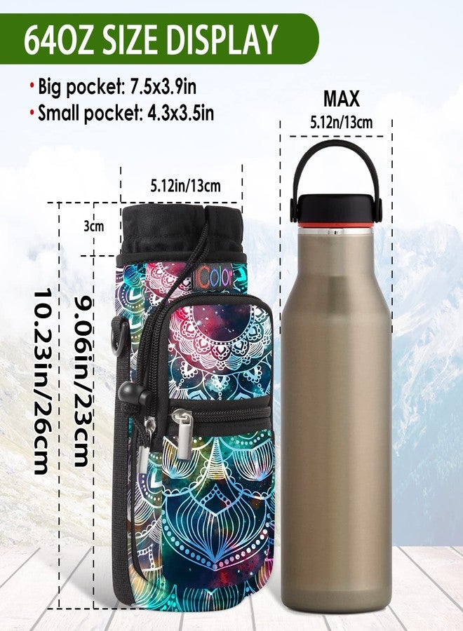 icolor Water Bottle Carrier Bag Holder 25/32/40/64oz,Adjustable Padded Shoulder & Handle Strap Sports Sling Hiking Pack,Insulated Neoprene Wide Mouth Bottle Sleeve - Image 2