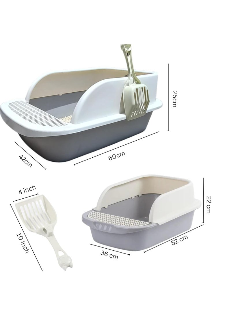 Rock Pow Cat Litter Box | Extra Large Open Top Litter Tray with Scooper|Semi-enclosed Anti-Splash Cat Sandbox and Toilet | Easy to Clean & Assemble(Extra-Large)  - Image 2