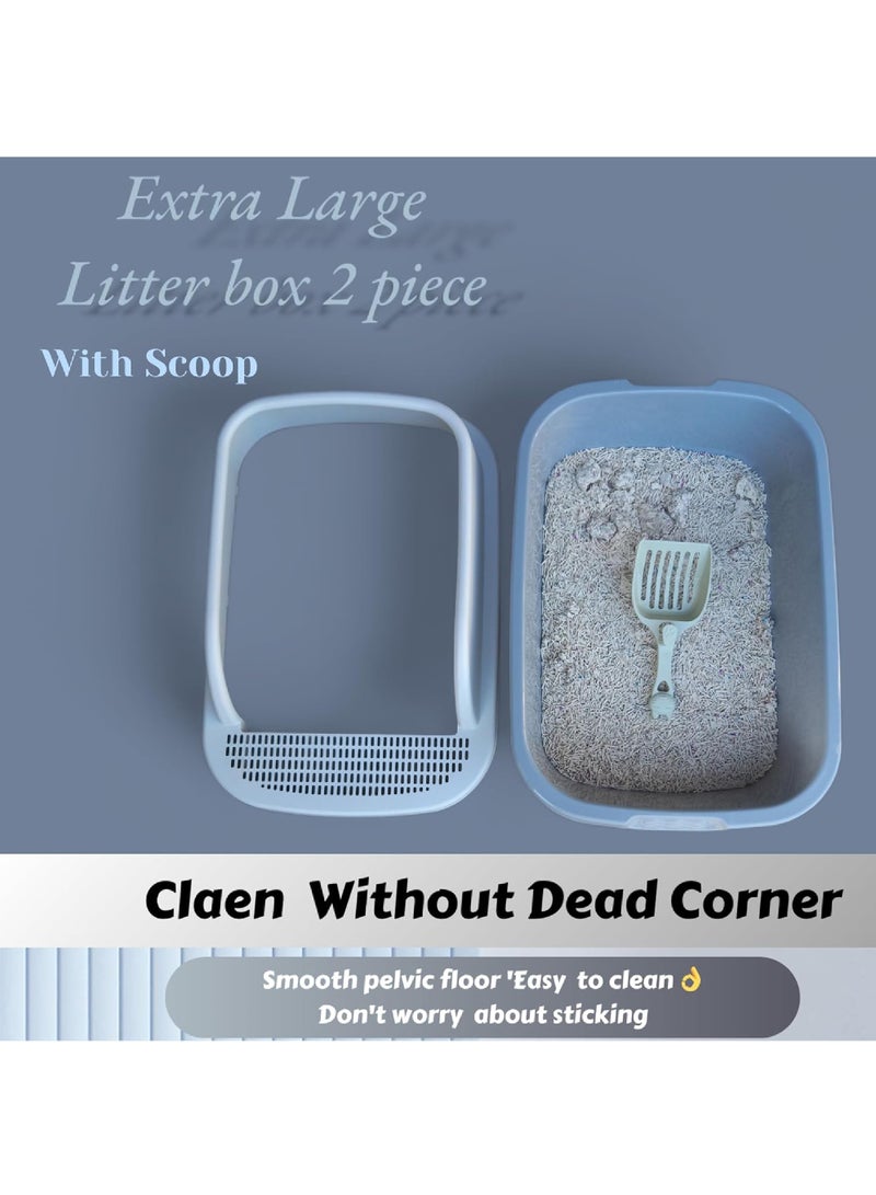 Rock Pow Cat Litter Box | Extra Large Open Top Litter Tray with Scooper|Semi-enclosed Anti-Splash Cat Sandbox and Toilet | Easy to Clean & Assemble(Extra-Large)  - Image 5