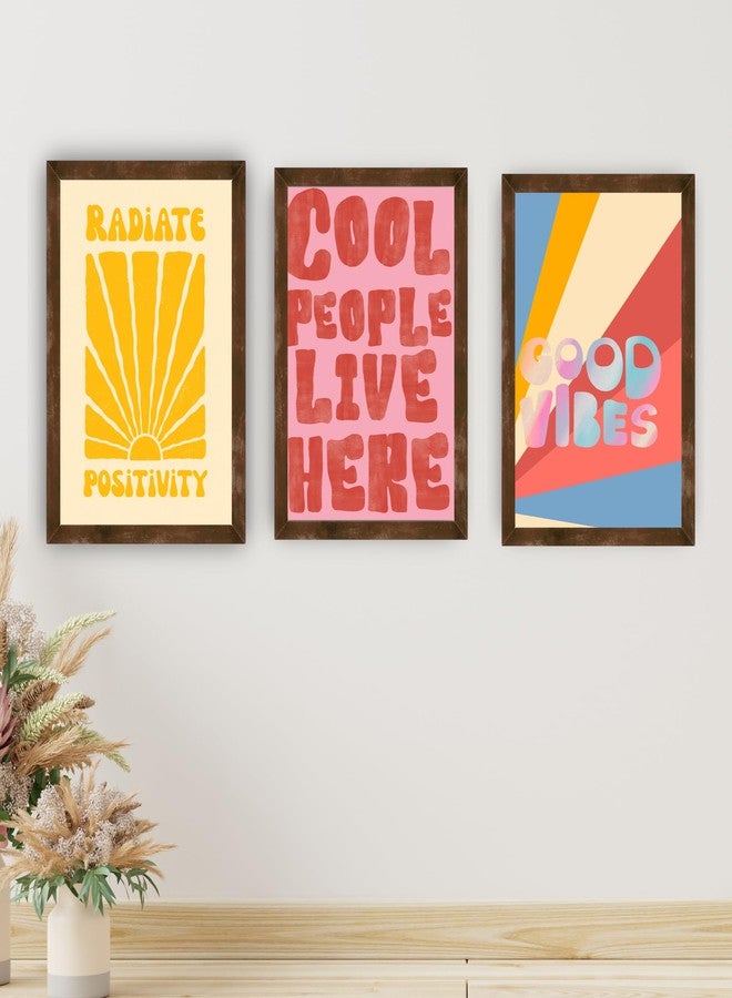 EKDALI Set of 3 A4 Retro Motivational Wall Frames | Positive Quote Posters for Home & Office | 350 GSM Art Prints with Brown Frame | Good Vibes and Aesthetic Room Decor - Image 5