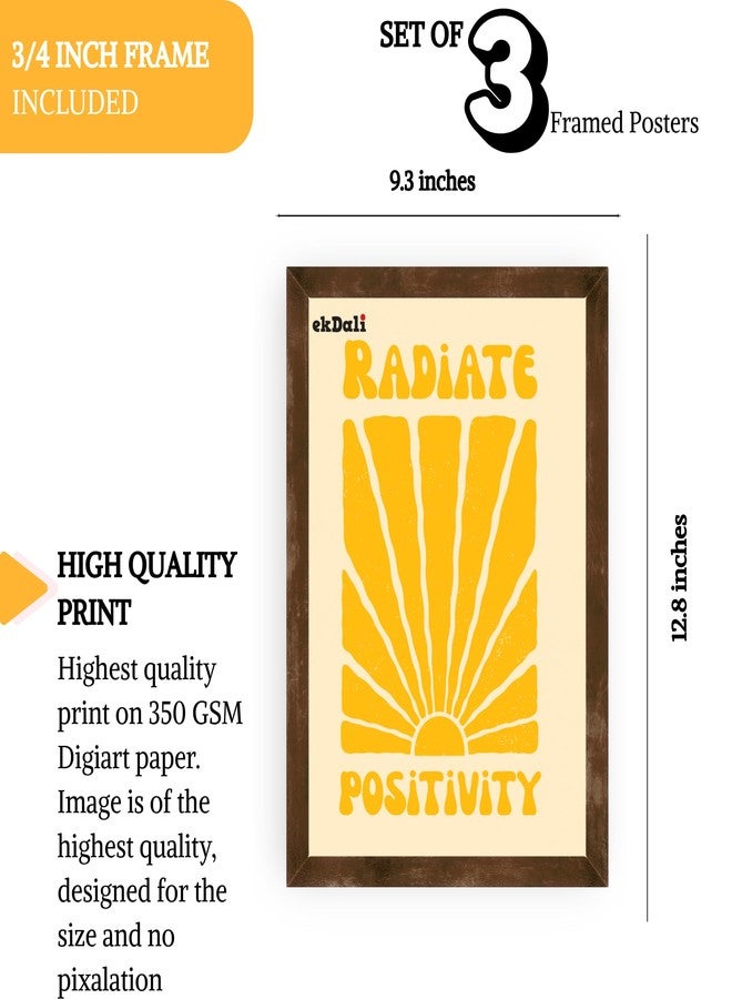 EKDALI Set of 3 A4 Retro Motivational Wall Frames | Positive Quote Posters for Home & Office | 350 GSM Art Prints with Brown Frame | Good Vibes and Aesthetic Room Decor - Image 2