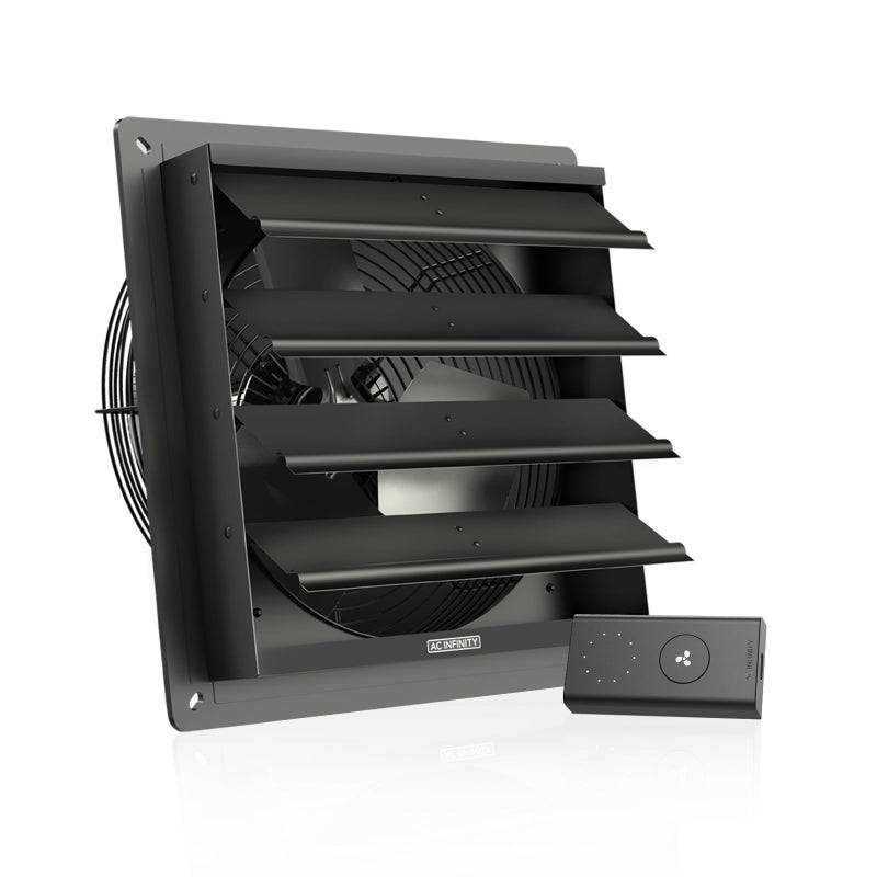 AC Infinity AC Infinity AIRLIFT S12 Shutter Exhaust Fan 12 with 10Speed Controller EC Motor  Wall Mount Ventilation and Cooling for Sheds Attics Workshops and Greenhouses 