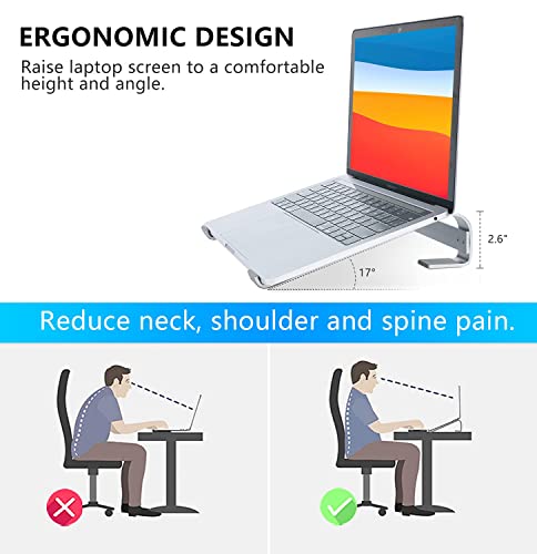KYQEE Laptop Stand for Desk, Ergonomic Aluminum Laptop Riser, Ventilated Notebook Stand Compatible with MacBook Air Pro, Dell XPS, HP, More 11-17.3 Inches Work from Home - Image 3
