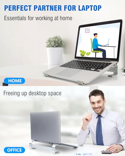 KYQEE Laptop Stand for Desk, Ergonomic Aluminum Laptop Riser, Ventilated Notebook Stand Compatible with MacBook Air Pro, Dell XPS, HP, More 11-17.3 Inches Work from Home - Image 2