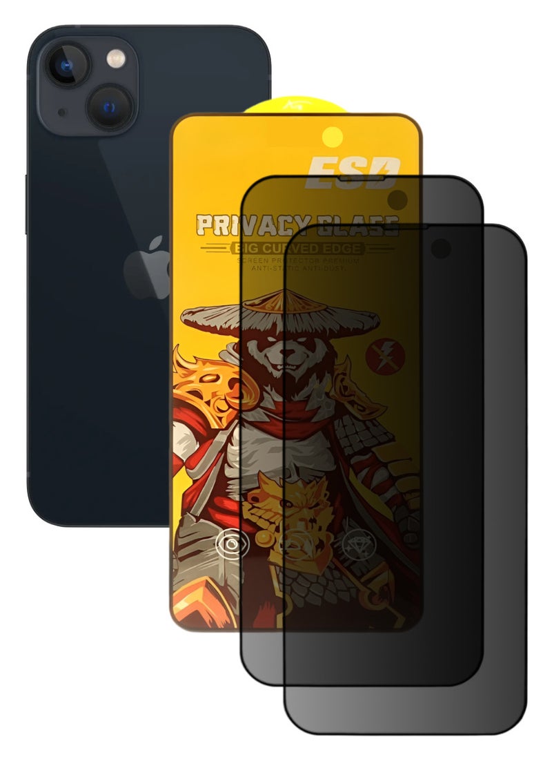 ESD 2 Pieces Tempered Dustproof Privacy Glass Screen Protector Compatible For iPhone 13 - Image 1