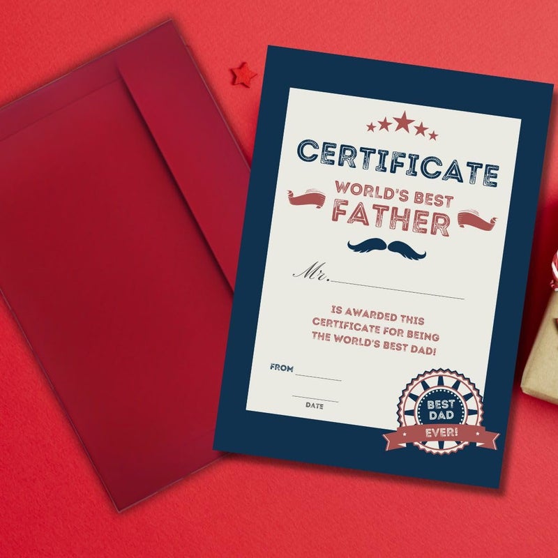 AanyaCentric AanyaCentric World Best Dad Certificate Printed Father Birthday Greeting Card for Papa Dad Daddy Big Day A4 Size 83x117inches without Frame Folder Case  - Image 3