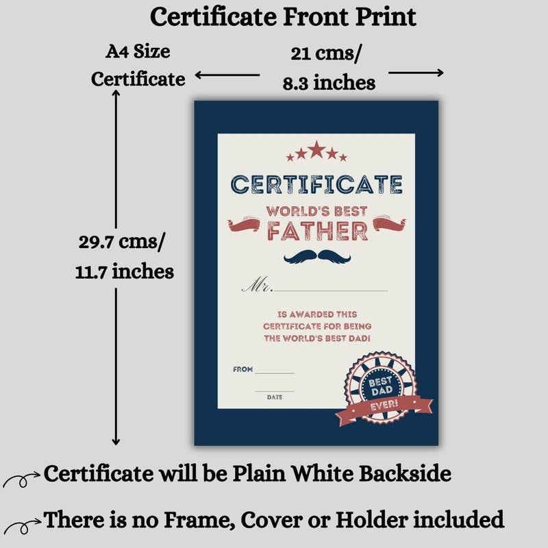 AanyaCentric AanyaCentric World Best Dad Certificate Printed Father Birthday Greeting Card for Papa Dad Daddy Big Day A4 Size 83x117inches without Frame Folder Case  - Image 2