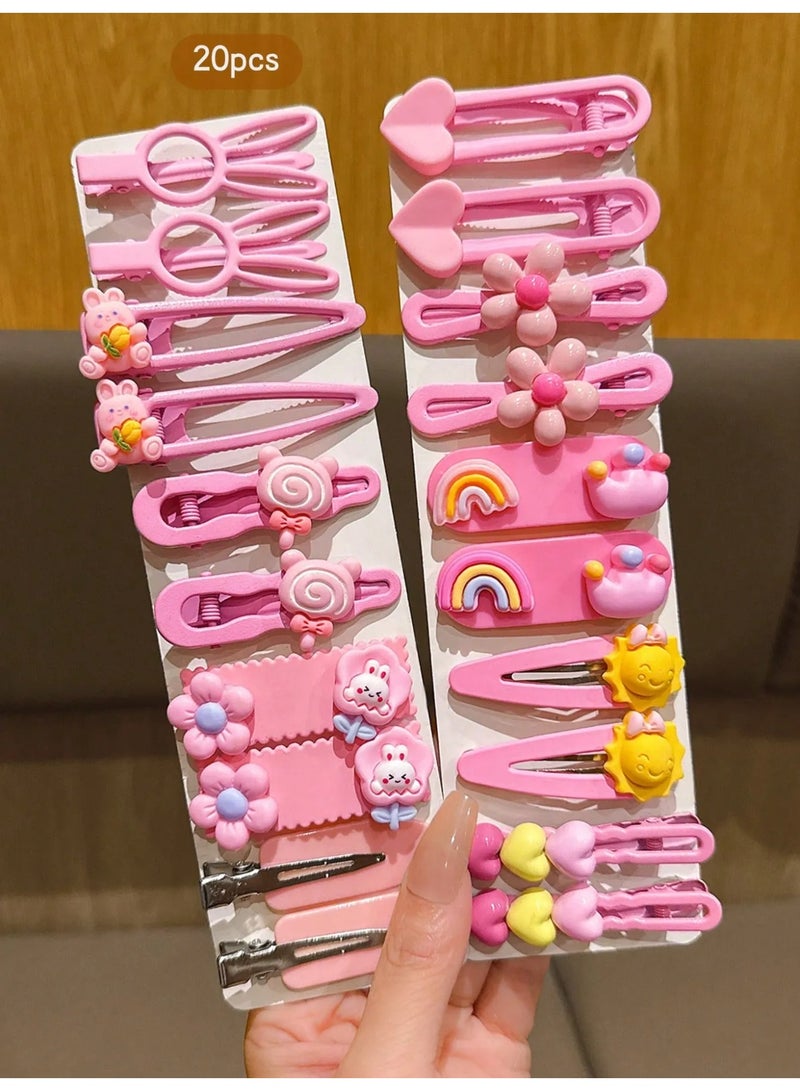 مشابك شعر للبنات مجموعه من 20 قطعه مشبك شعر بتصاميم متنوعه و الوان زاهيه مناسبة لـ حفلات أعياد الميلاد، المدرسة، والمناسبات الخاصة. - Image 1