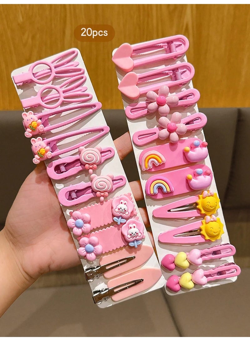 مشابك شعر للبنات مجموعه من 20 قطعه مشبك شعر بتصاميم متنوعه و الوان زاهيه مناسبة لـ حفلات أعياد الميلاد، المدرسة، والمناسبات الخاصة. - Image 2